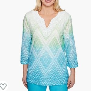 Alfred Dunner Women's Turks & Caicos Diamond Ombre Shirt